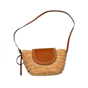 Universal Thread Wicker Woven Crossbody Purse Fold Over Buckle Top